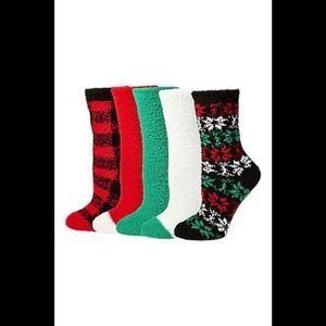 Comfort Code Women's 5-Pack Cozy Crew Socks Red
